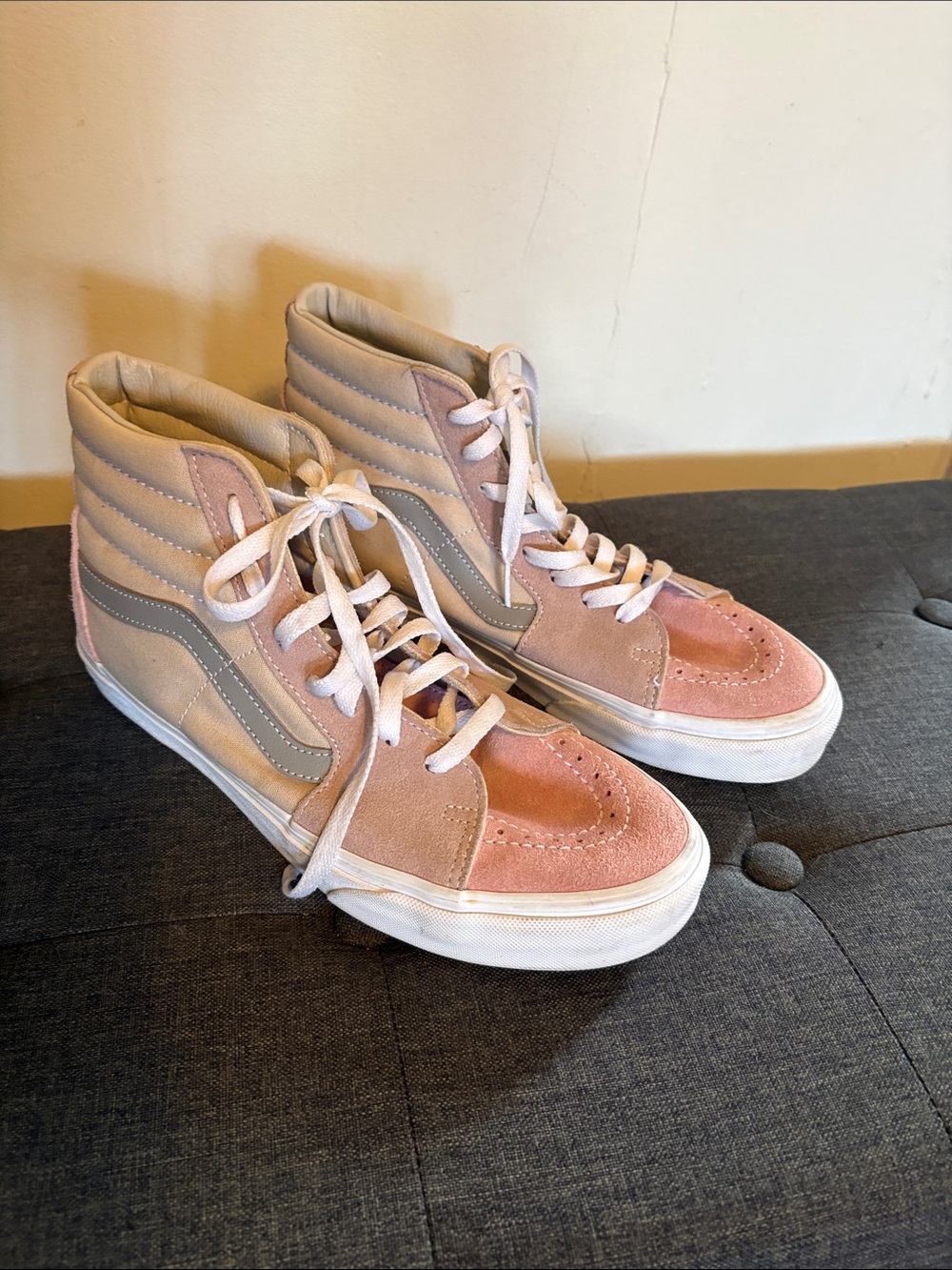 Vans Women's High-Top Sneakers in Pink and Gray